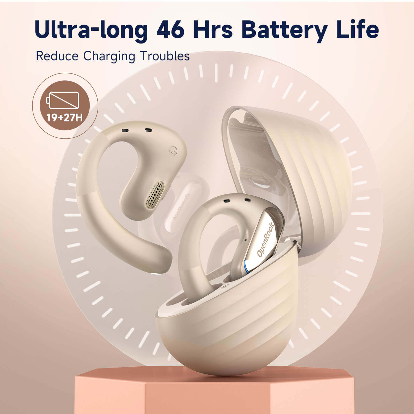 OpenRock Pro Open-Ear Air Conduction Sport Earbuds-Beige