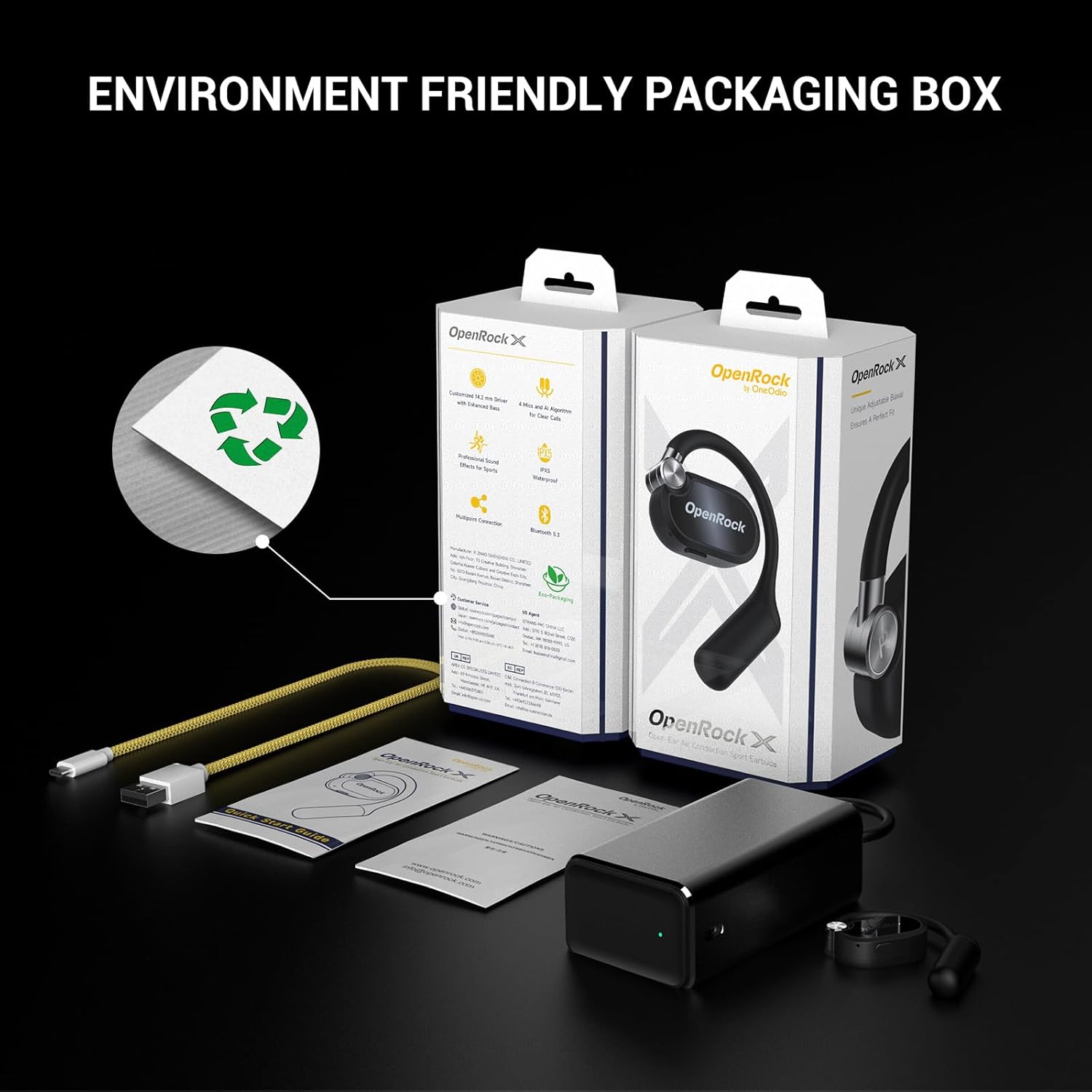 OPENROCK X Open-Ear Sport Earbuds Bluetooth 5.3 Air Conduction Tech